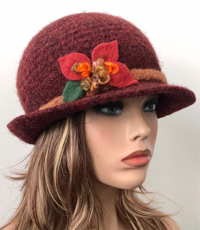 Cloche Hat Wool Felted Hat Handmade Felted Hat Womens Etsy