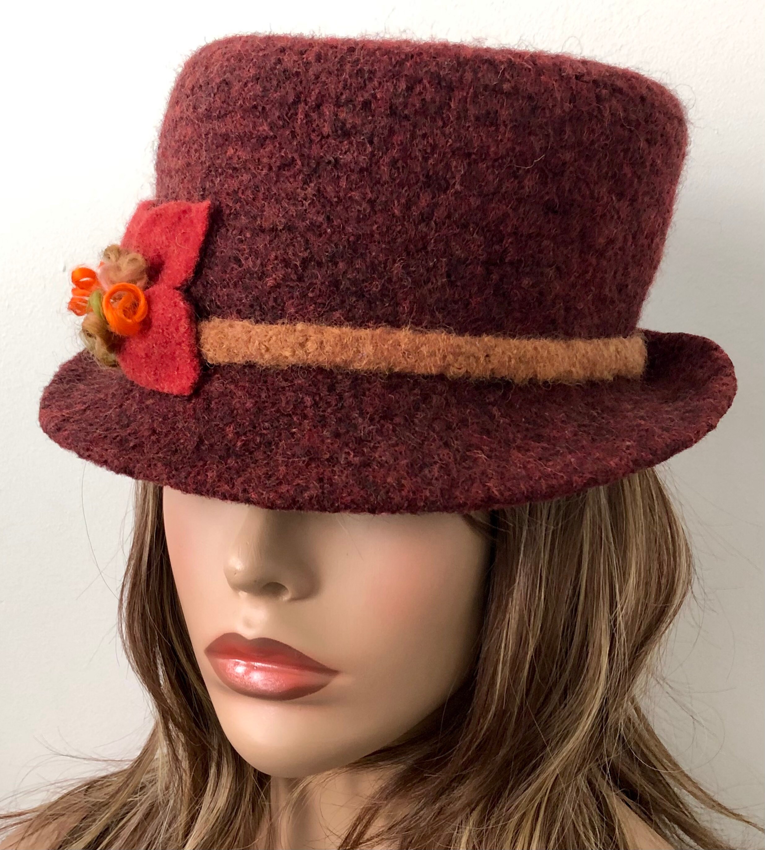 Cloche Hat Wool Felted Hat Handmade Felted Hat Womens Etsy