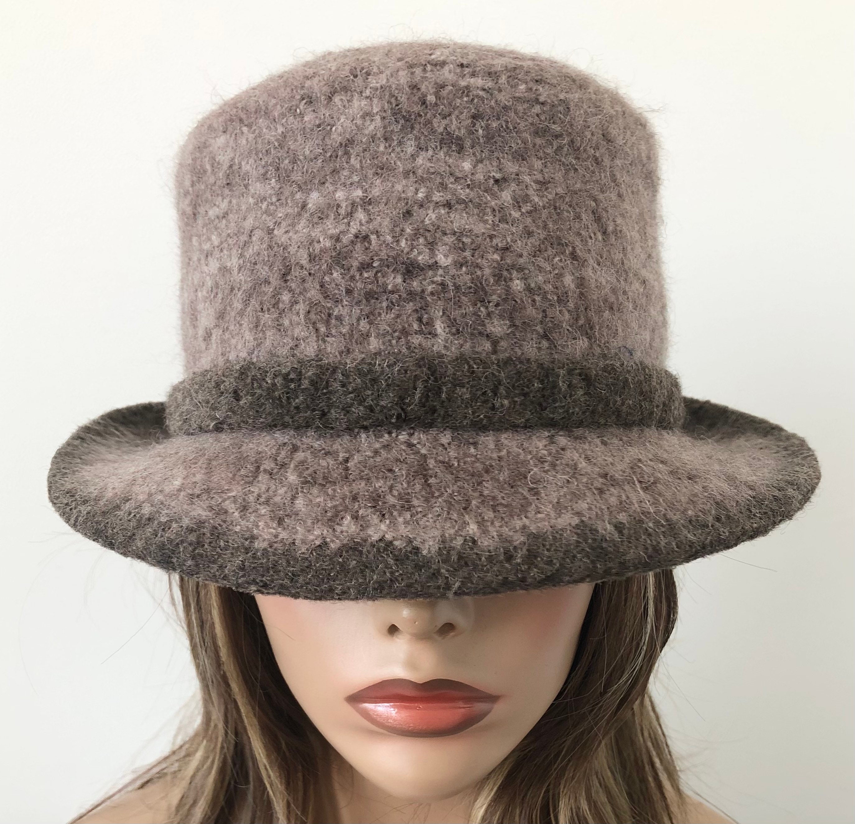 Taupe  Felted Wool Cloche Hat with Bow Felt Cloche Hat with Bow - CLAIRE main image 4