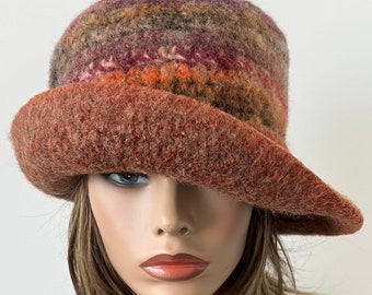 Sombrero Cloche de lana, Sombrero de lana de fieltro para mujer, Sombrero de fieltro de invierno, Sombrero de invierno para mujer, Sombrero de invierno cálido