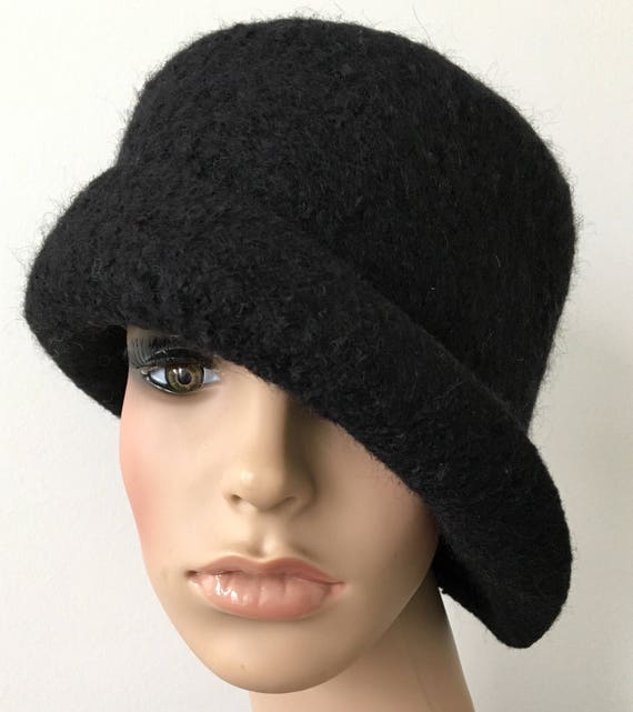 Wool Hat Felt Hat Felt Rolled Brim Hat Handmade Felted Hat Etsy