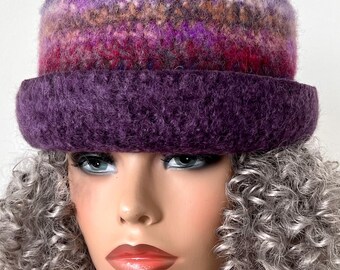Purple Wool Cloche Hat: Handmade Felted Bucket Hat - Etsy display picture 1