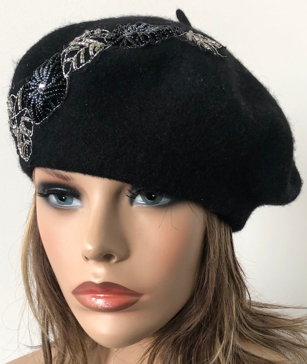 Black Felt Beret Women's Wool Beret French Style Beret Etsy
