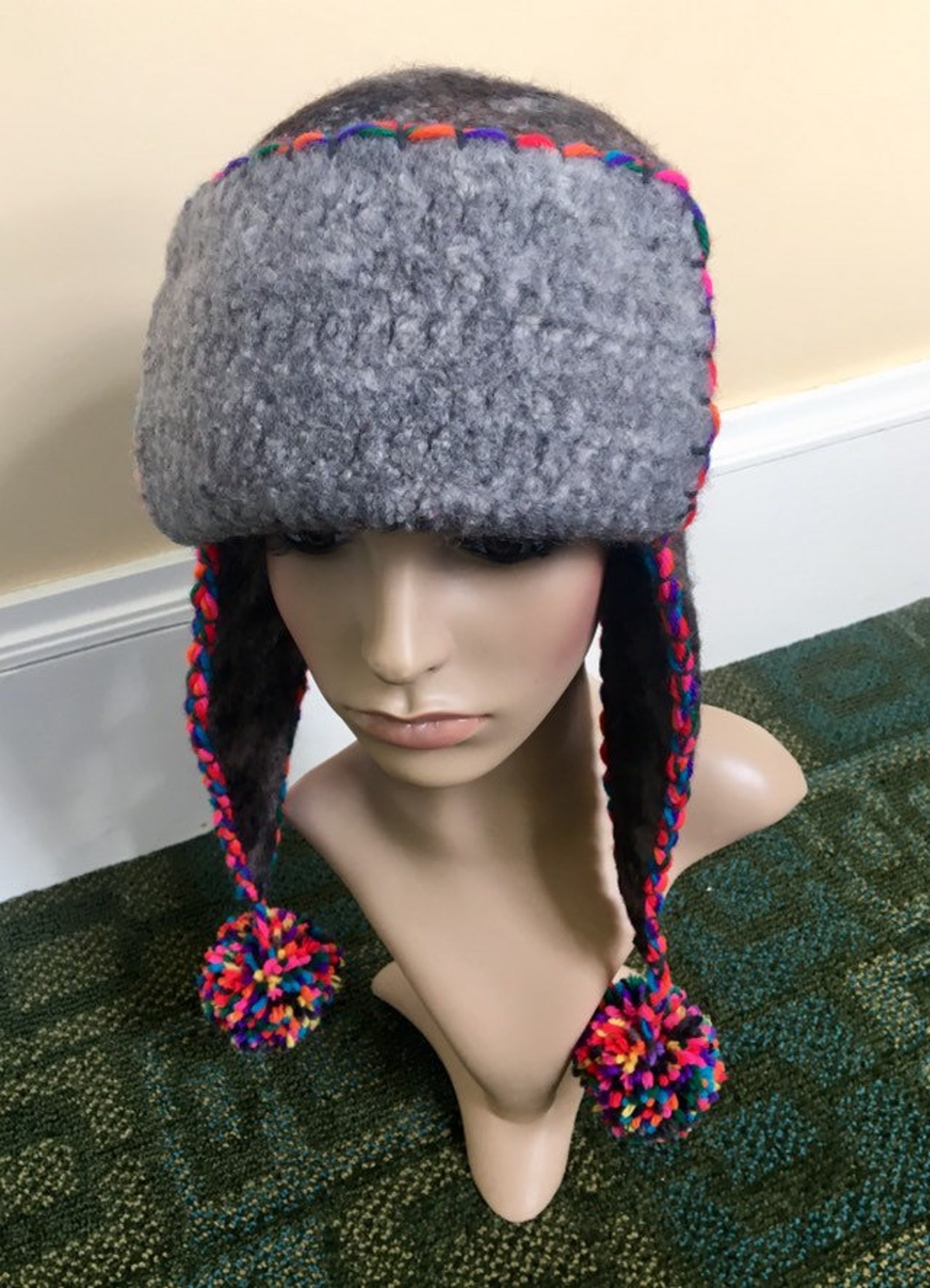 Womens Aviator Hat Ear Flap Hat Unique Trapper Hat Art Etsy