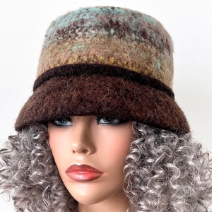 Brown Winter Bucket Hat, Felted Cloche Hat, Women’s Wool Felted Hat