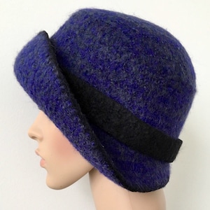 Flapper Cloche Hat, Cloche Felt Hat, Art Deco Hat, Felted Wool Hat, Blue Flapper Hat, 1920s Cloche Hat