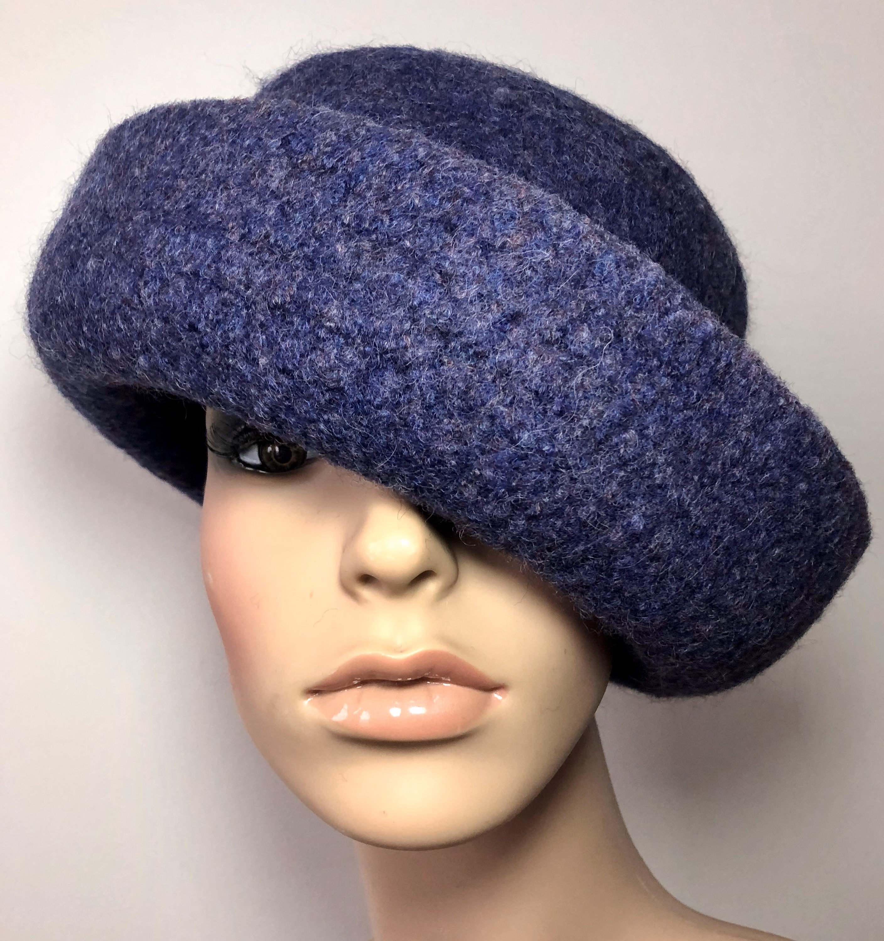 Felted Blue Rolled Brim Hat Womens Felted Hat Blue Felted | Etsy