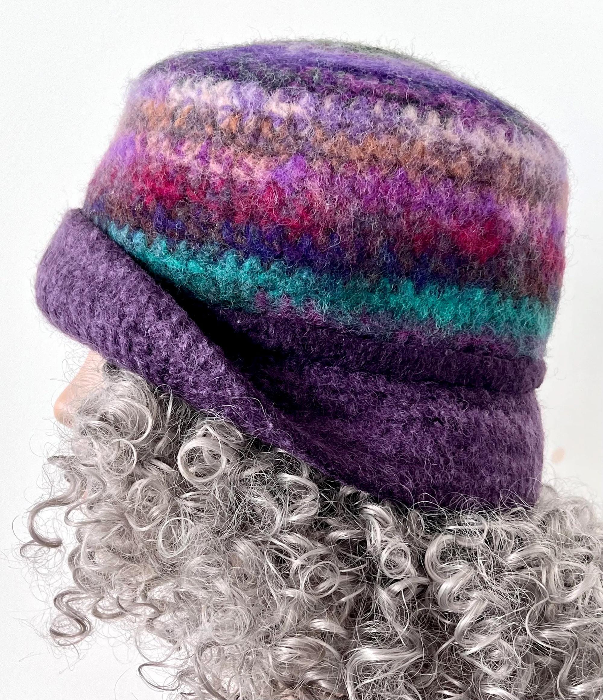 Purple Wool Cloche Hat: Handmade Felted Bucket Hat - Etsy