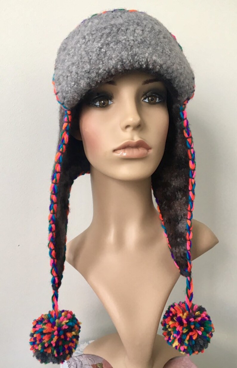 Womens Aviator Hat Ear Flap Hat Unique Trapper Hat Art Etsy