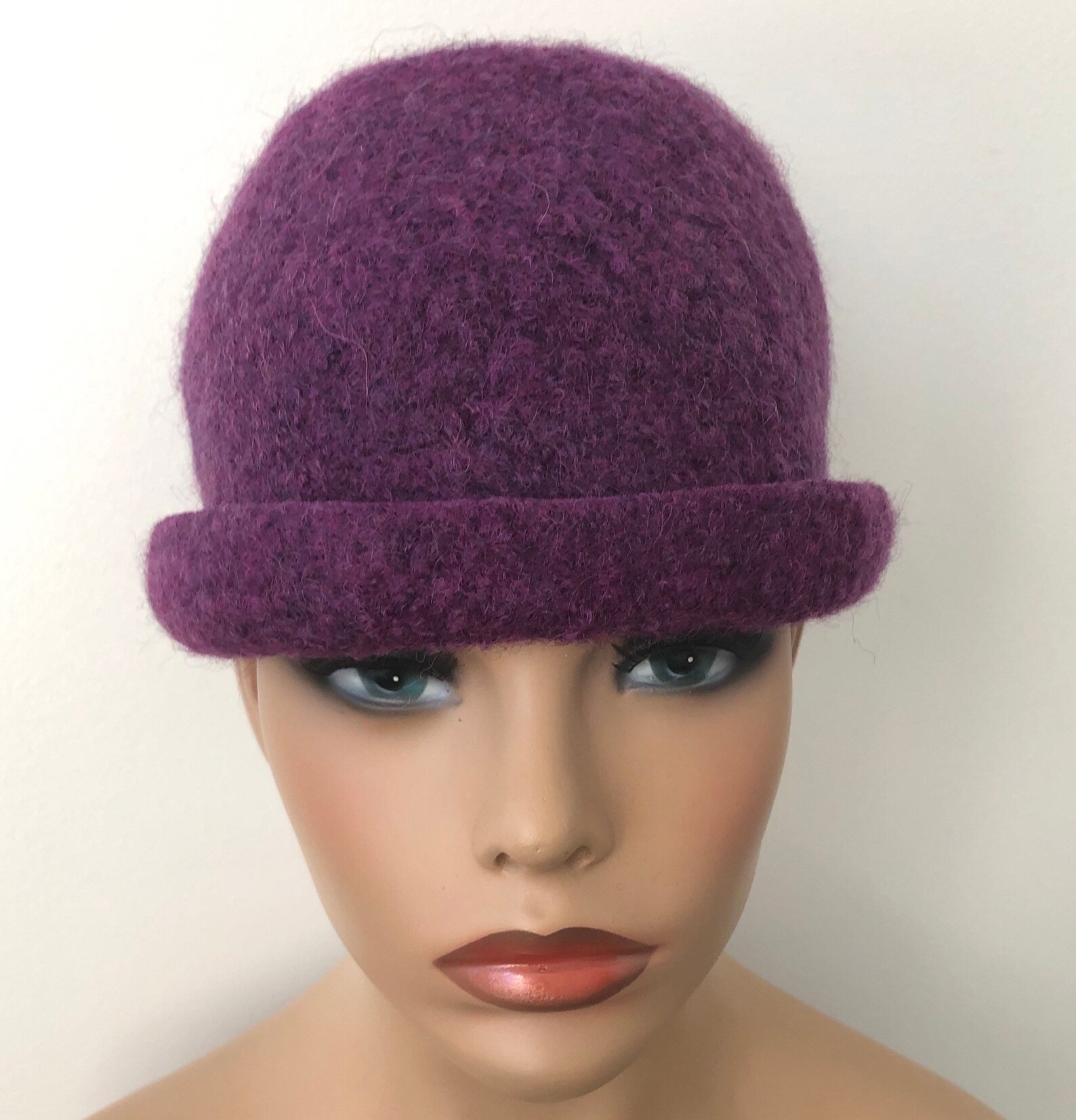 Purple Wool Beanie Hat Unisex Felted Beanie Women's Felt Etsy