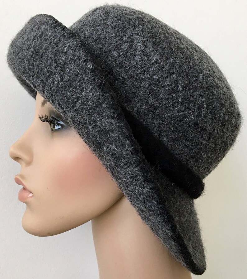 Gray Felted Hat Wide Brim Felt Hat Felted Wool Hat Felt Gray Etsy