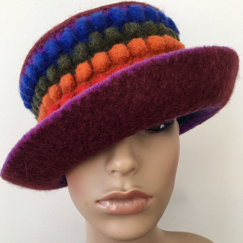 Maroon Felted Hat Women's Felted Wool Hat Felted Art Hat Etsy