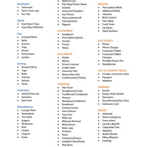 Ultimate Packing List for Women (editable)