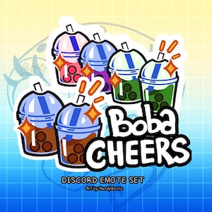 Digital Download- Boba Cheers Set- Emotes-Discord Emote- Twitch- Boba Tea- Milk Tea Cheers