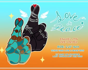 Love and Peace sign - 2.25&quot; Hard Enamel Pins