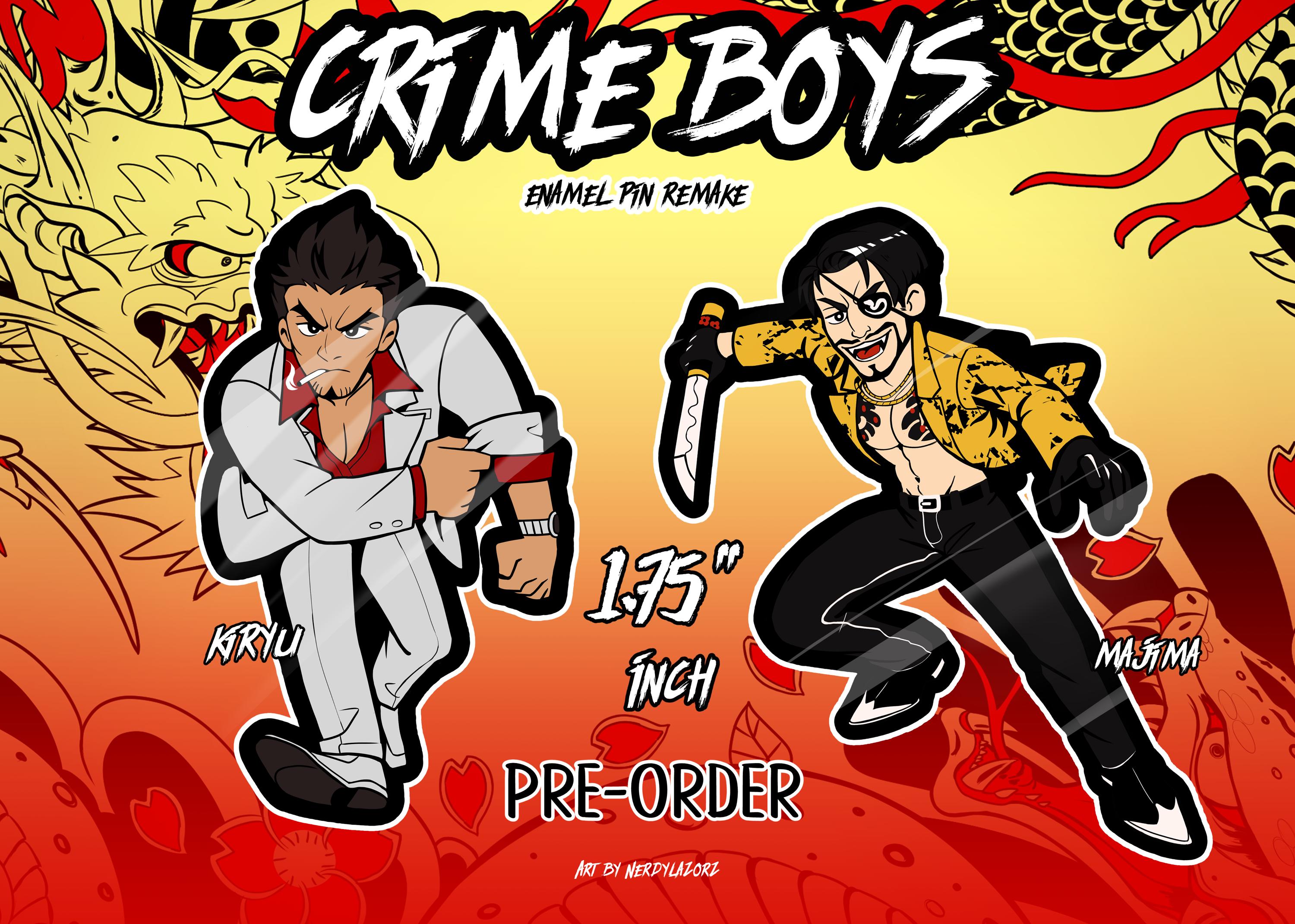 Crime Boys! RGG- 1.75" Hard Enamel Pin [Majima & Kiryu on Pre-order] Unofficial Merch
