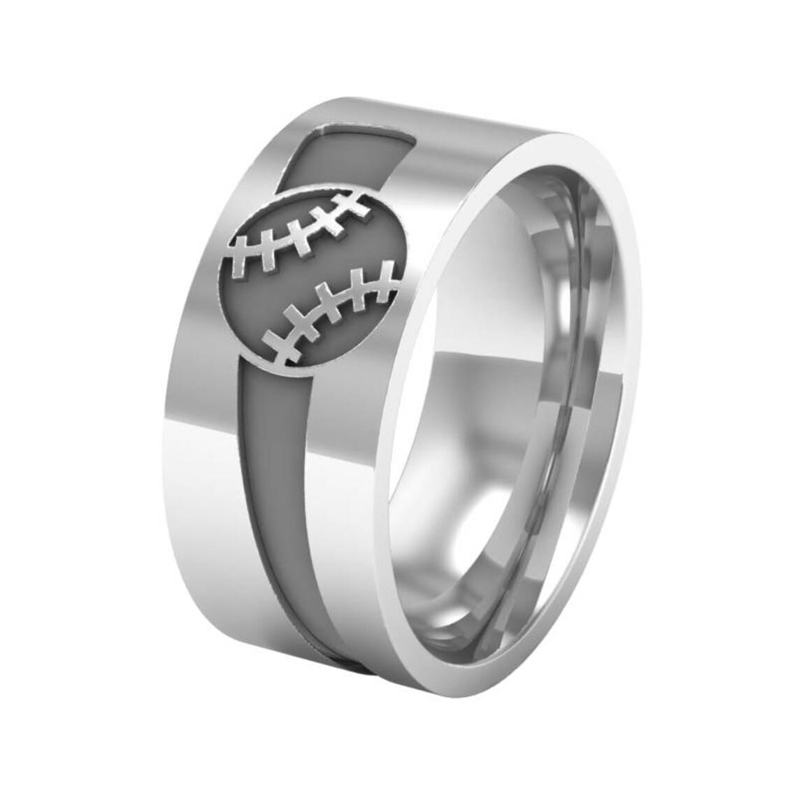 Baseball Band Ring in Sterling Silver Metal Baseball Ring Etsy