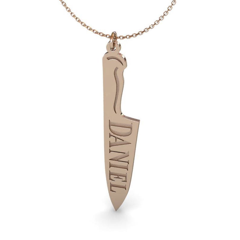 Custom Knife Name Necklace Personalized Chef - Knife Pendant Necklace Engraved