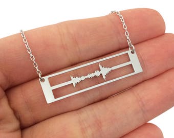 Personalisierte Sound Wave Halskette, Silber Sound Halskette, ich tue Halskette, Waveform Halskette, benutzerdefinierte Heartbeat Halskette, Soundwave Schmuck