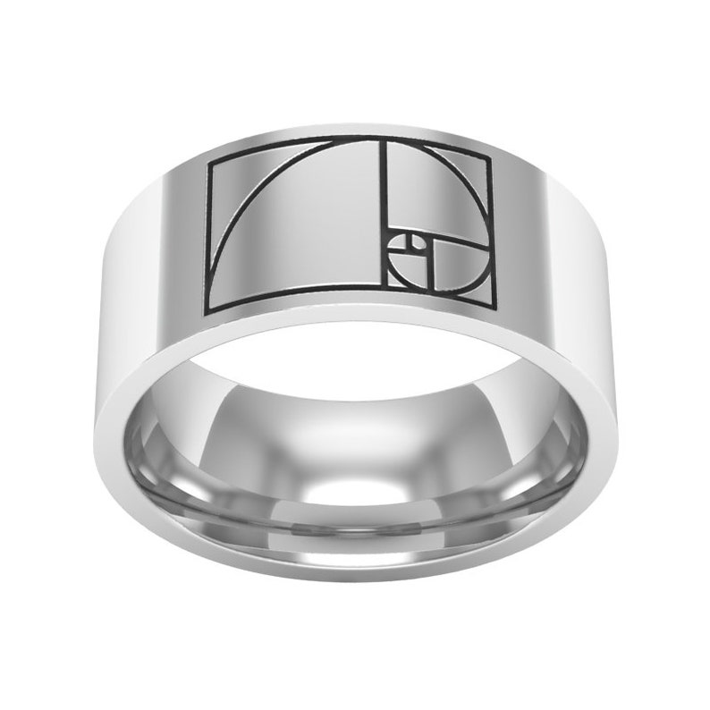 Anillo de banda de proporción dorada en metal de plata esterlina, anillo de Fibonacci, anillo de matemáticas, anillo de banda de plata, anillo de banda de boda, regalo de profesor de matemáticas imagen 2