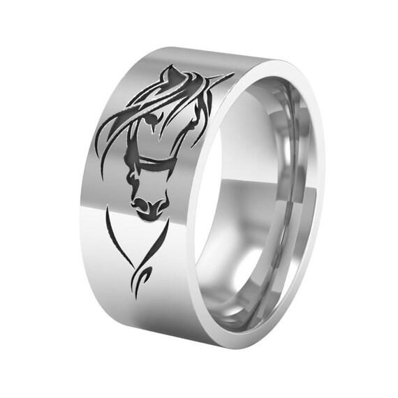 Horse Ring in Sterling Silver Metal Horse Band Ring Wedding Etsy