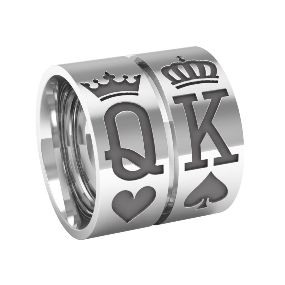 Queen and King Couples Rings, Silver Band Rings, King Band Ring, Queen Band Ring, Couples Rings