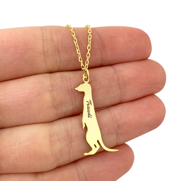 Meerkat Necklace with Name in Sterling Silver Metal, Meerkat Name Necklace, Meerkat Jewelry, Meerkat Pendant, Safari Jewelry, Wild Animal