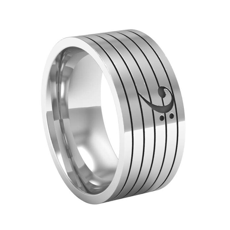 Music Gift Music Ring Sterling Silver Bass Clef Band Ring Bass Clef Band Ring Music Teacher Gift Bass Clef Silver Ring Music Jewelry