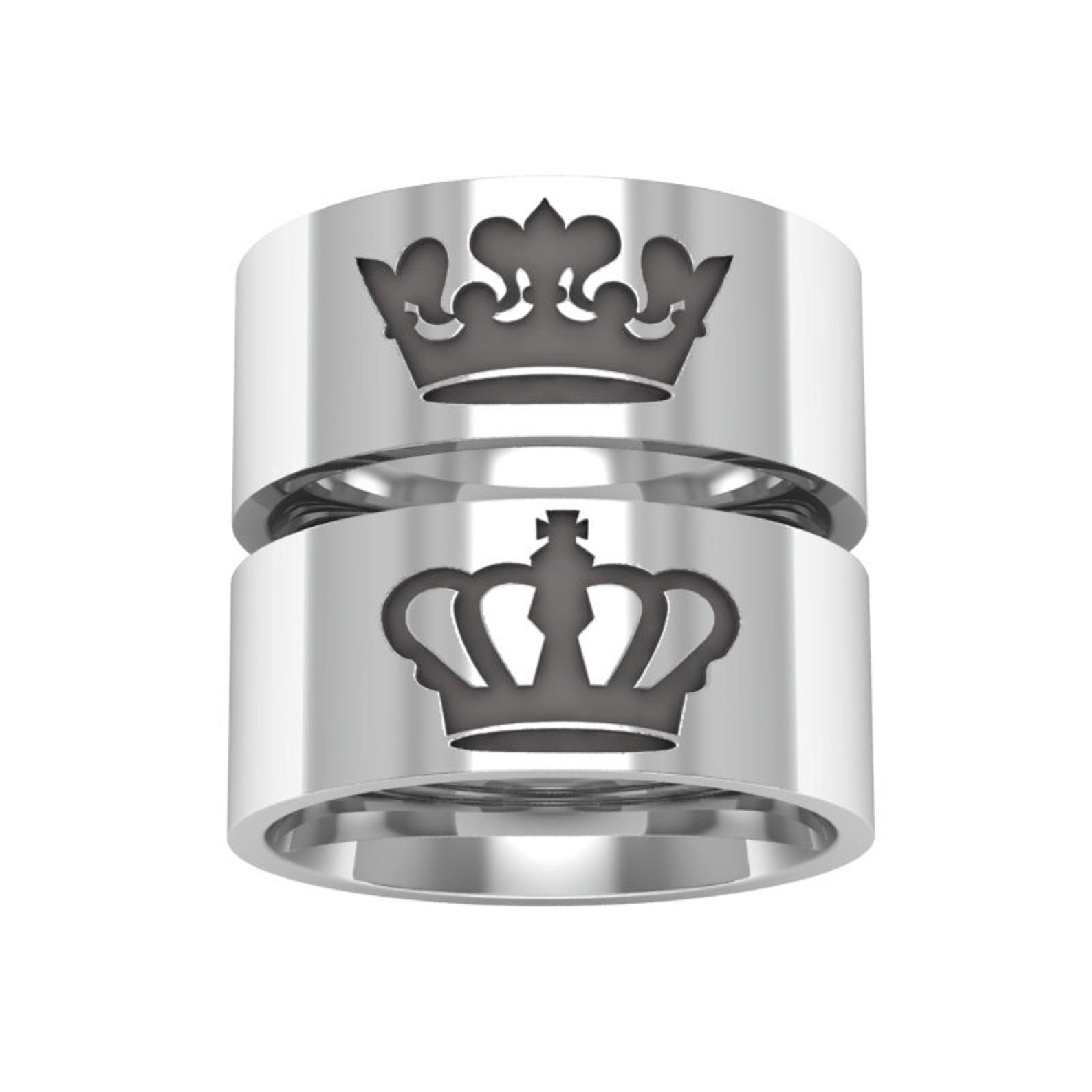 Queen and King Couples Rings in Sterling Silver Metal Queen Etsy