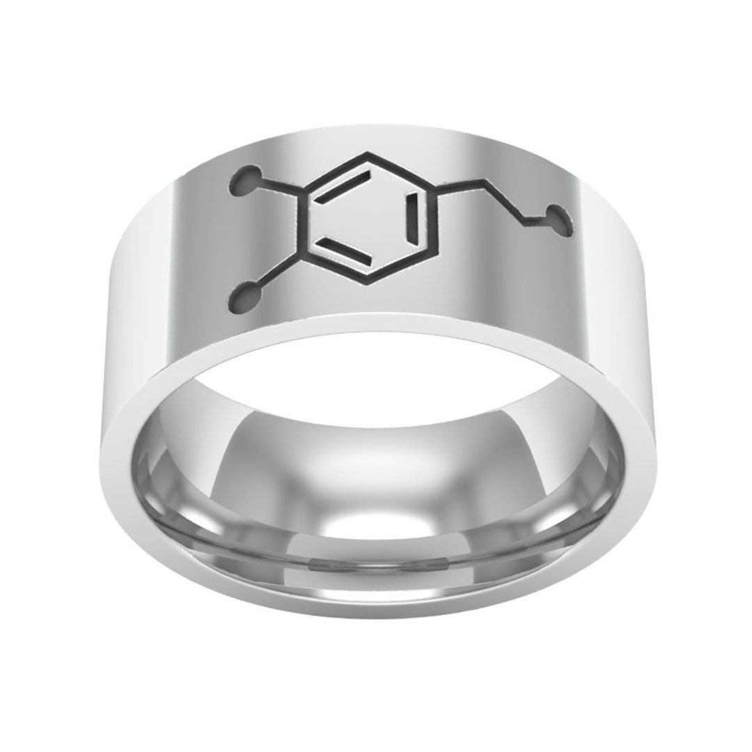 Dopamine Molecule Ring Dopamine Molecule Jewelry Silver Band Etsy