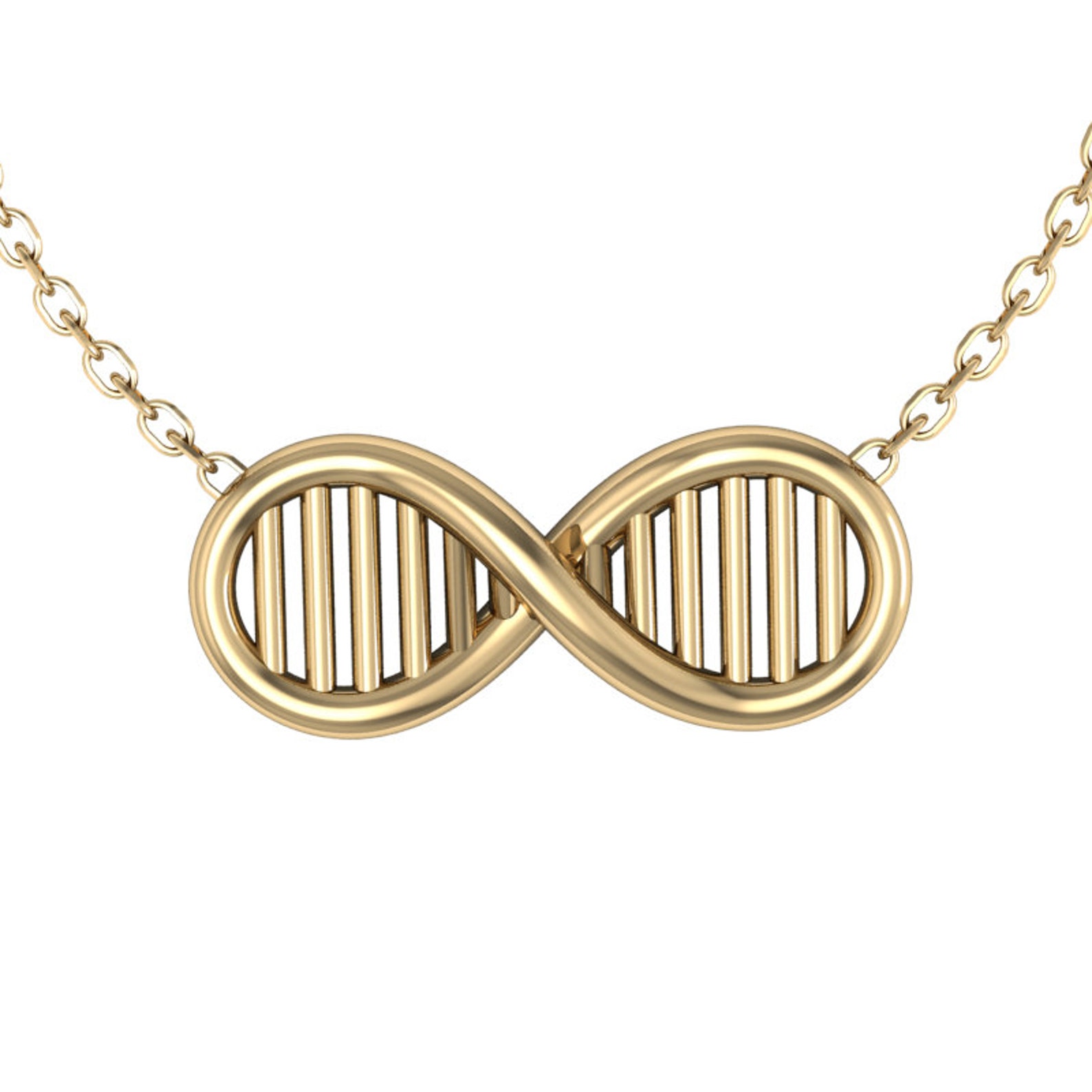 14K Solid Gold Infinity Dna Necklace Dna Necklace Infinity Etsy