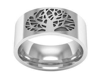 Tree Band Ring in Sterling Silver Metal, Nature Band Ring, Silver Band Ring, Silver Wedding Ring, Wedding Band Ring, Home, Tree Jewelry