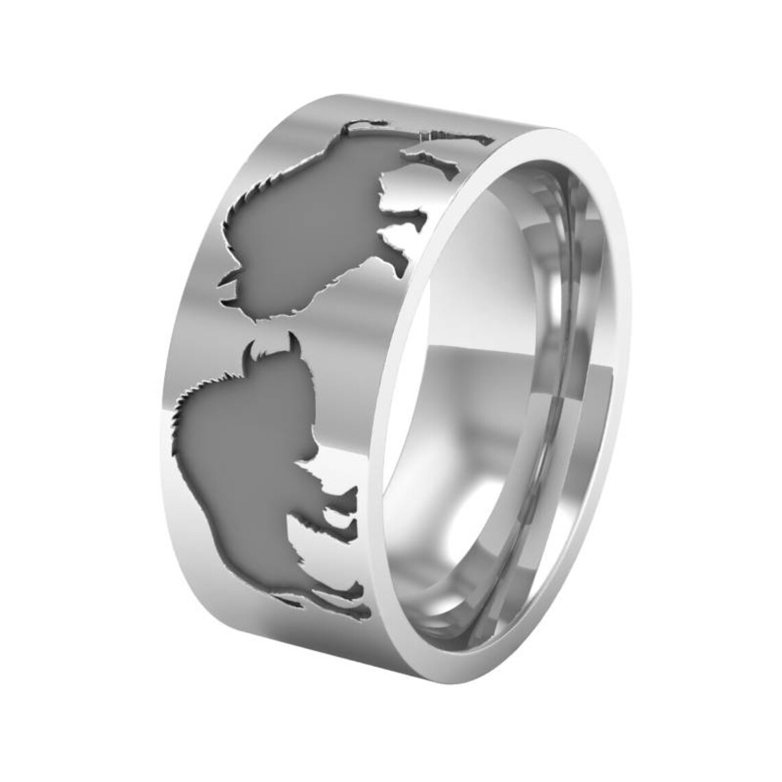 Buffalo Silver Band Ring Animal Band Ring Buffalo Ring Etsy