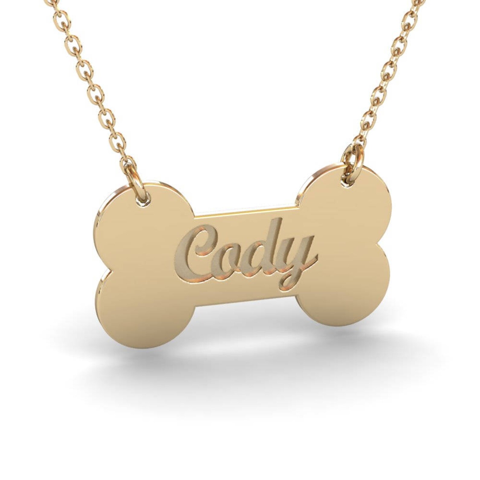 Personalized Dog Name Necklace Gold Dog Bone Necklace Dog Etsy