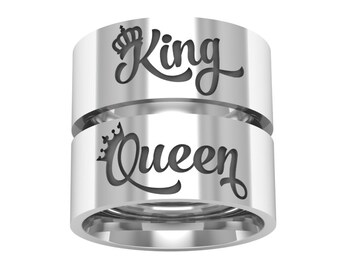 King and Queen Couples Rings, Silver Band Rings, Queen Band Ring, King Band Ring, Matching Wedding Bands, Couples Rings, Memorial Gift