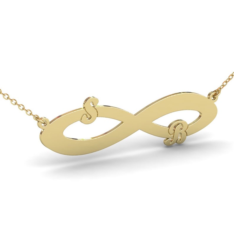 Silver Name Necklace Nameplate Necklace Infinity Necklace Two Initial Necklace Valentines Day Gift His and Her Initial Necklace