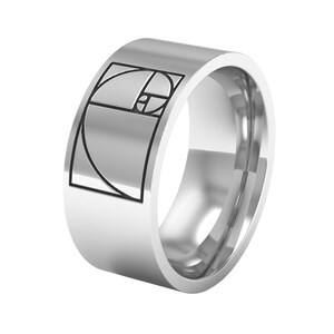 Anillo de banda de proporción dorada en metal de plata esterlina, anillo de Fibonacci, anillo de matemáticas, anillo de banda de plata, anillo de banda de boda, regalo de profesor de matemáticas imagen 3