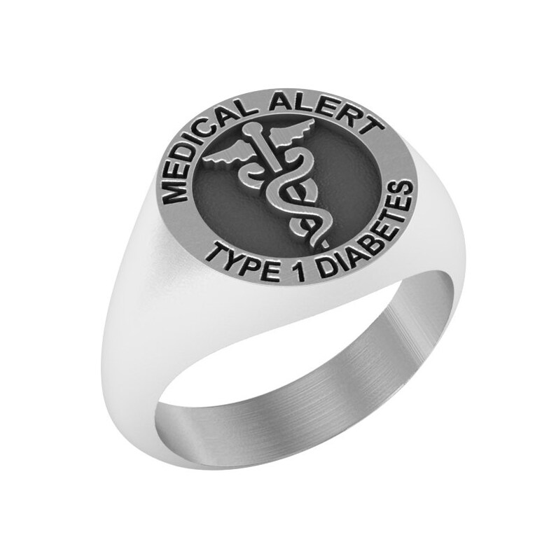 Custom Ring in Sterling Silver Metal Medical Alert Etsy