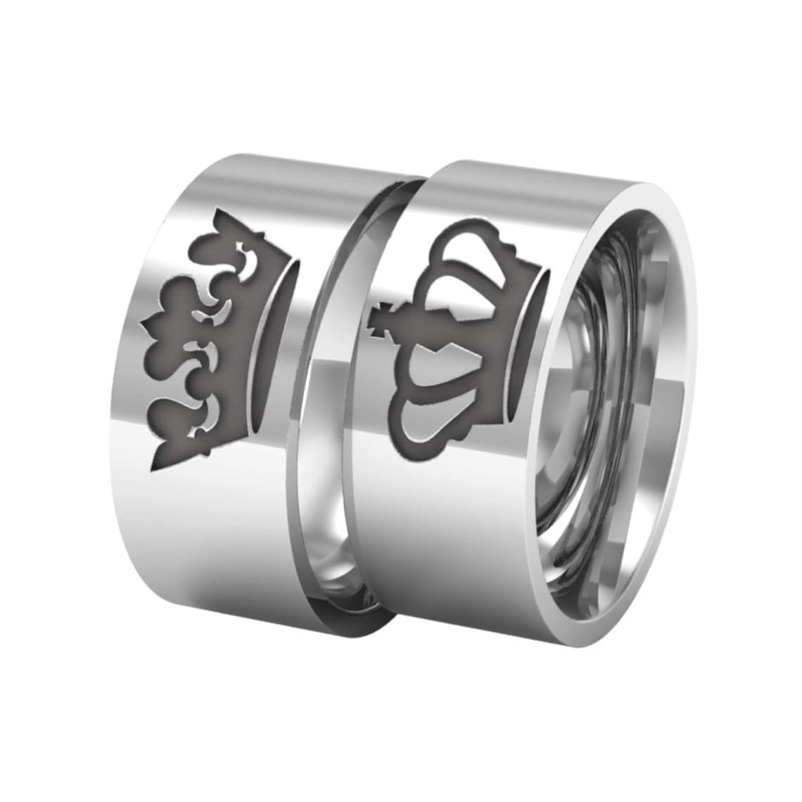 Queen and King Couples Rings in Sterling Silver Metal Queen Etsy