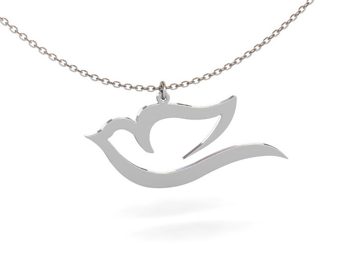 Bird Necklace in Sterling Silver Metal, Bird Pendant, Bird Jewelry, Flying Bird, Minimalist Necklace, Silver Necklace, Birthday Gift