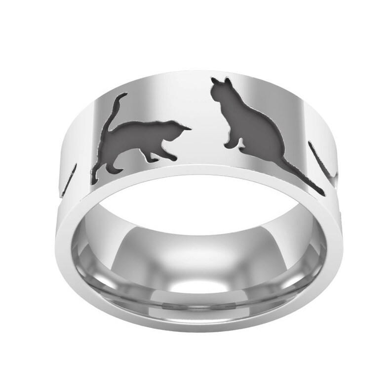 Cat Band Ring in Sterling Silver Metal Cat Ring Cat Jewelry Etsy