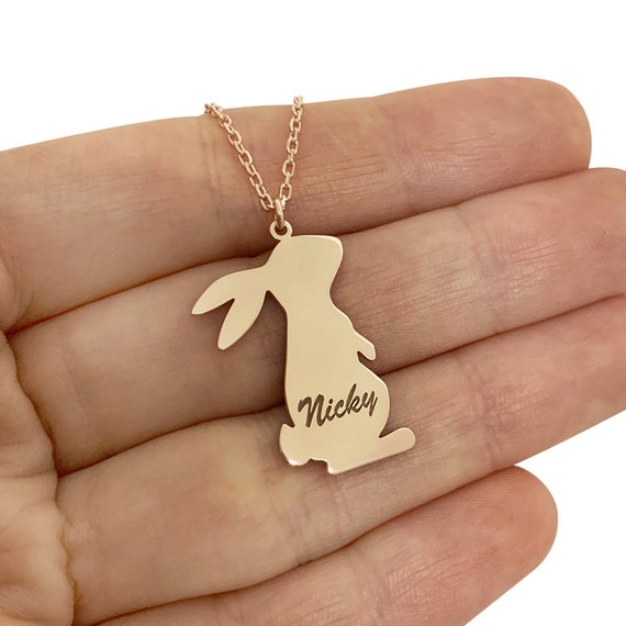 Hase Halskette mit Namen aus Sterling Silber Metall, Hase Halskette, Tier  Halskette, Kaninchen Schmuck, Haustier Schmuck, Weihnachtsgeschenk