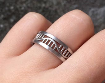 Rna Ring in Sterling Zilver Metaal, Rna Trouwring, Wetenschap Ring, Biologie Ring, Molecule Ring, Rna Sieraden, Genetica Ring, Genetica Sieraden