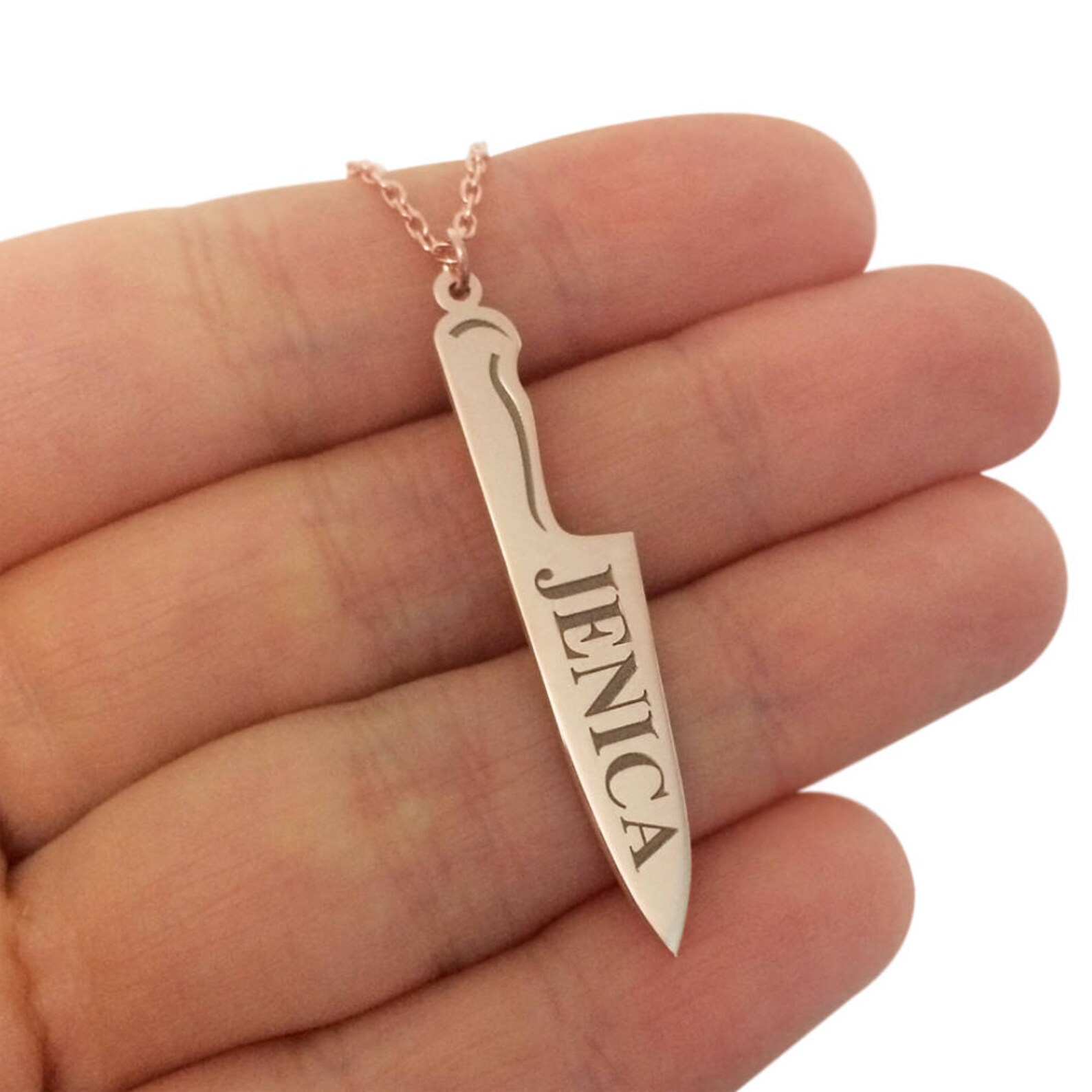 Custom Knife Name Necklace Personalized Name Necklace Chef Etsy