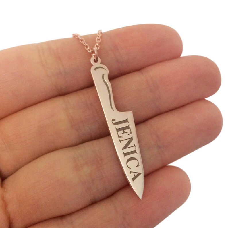 Custom Knife Name Necklace Personalized Chef - Knife Pendant Necklace Engraved