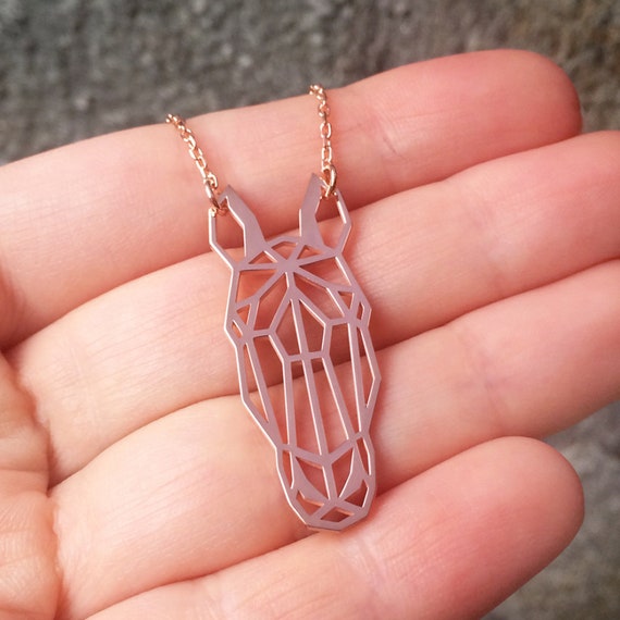 Poligonal Origami Horse Necklace Horse Jewellery Horse Gift Horse Head Origami Horse Poligonal Necklace