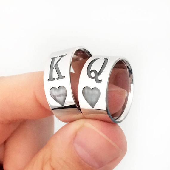 Sterling Silver Queen and King Couples Rings King Band Ring