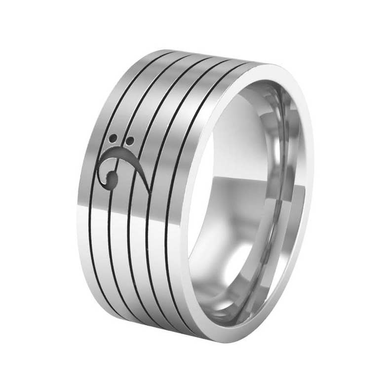 Music Gift Music Ring Sterling Silver Bass Clef Band Ring Bass Clef Band Ring Music Teacher Gift Bass Clef Silver Ring Music Jewelry