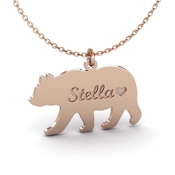 Silver Name Necklace Mama Bear - Etsy