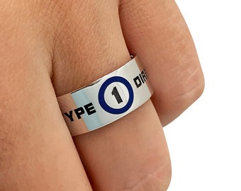 Type 1 Diabetic Ring, Diabetes Medical ID, Diabetic Symbol, Diabetes Ring, Diabetic Jewelry, Diabetic Band Ring, Emergency ID Ring